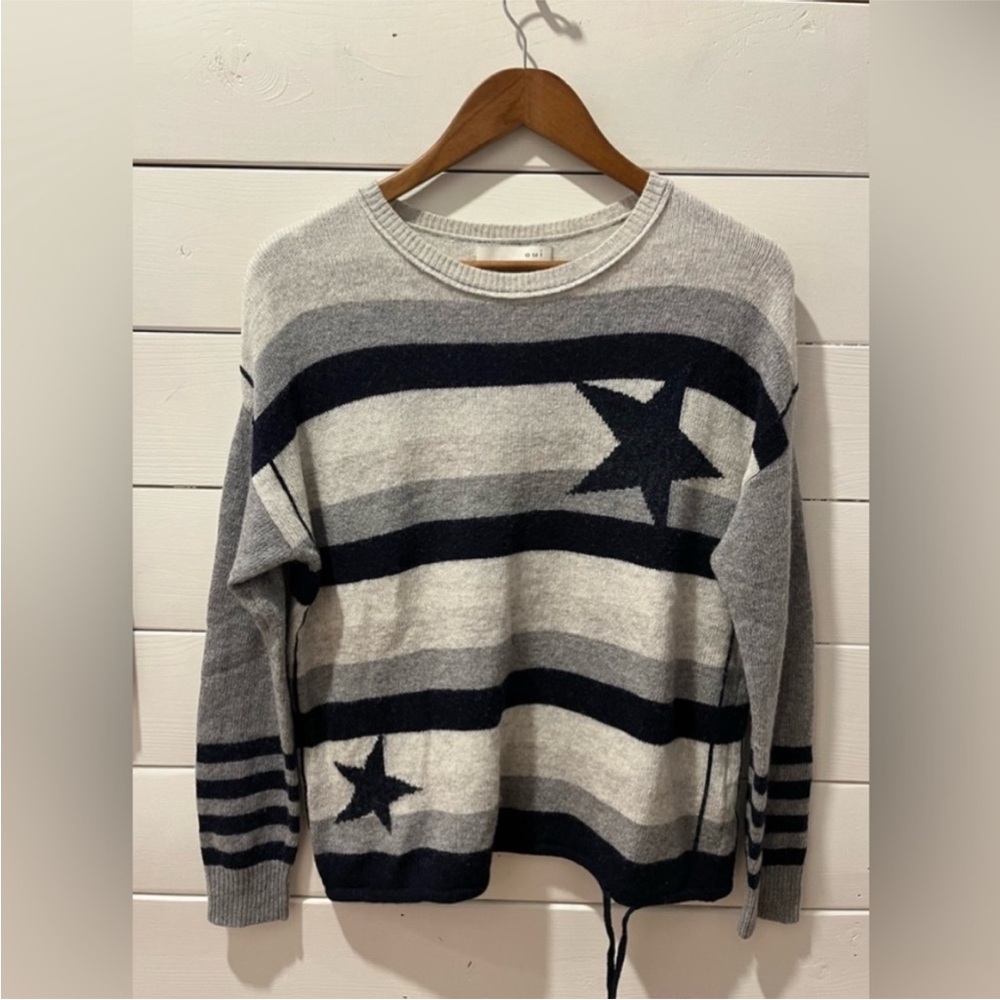📍OUÌ grey and navy sparkly knit 40% wool size S / US 6.